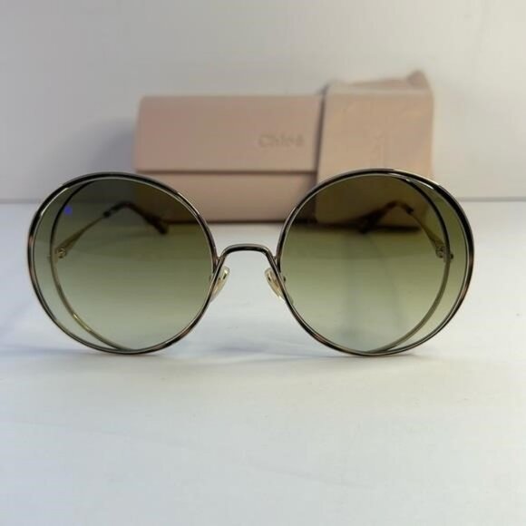 New Authentic Chloé CH 0037S 2343J3 - GOLD/ GREEN GRADIENT Round Sunglasses main image 10